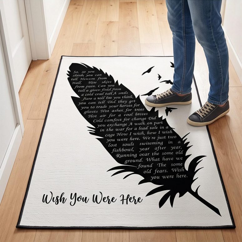Pink Floyd Rug - Wish You Were Here Lyrics Black Feather
