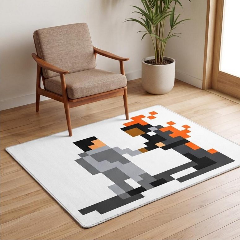 Pink Floyd Rug - Wish You Were Here ShakeHand Pixel Art