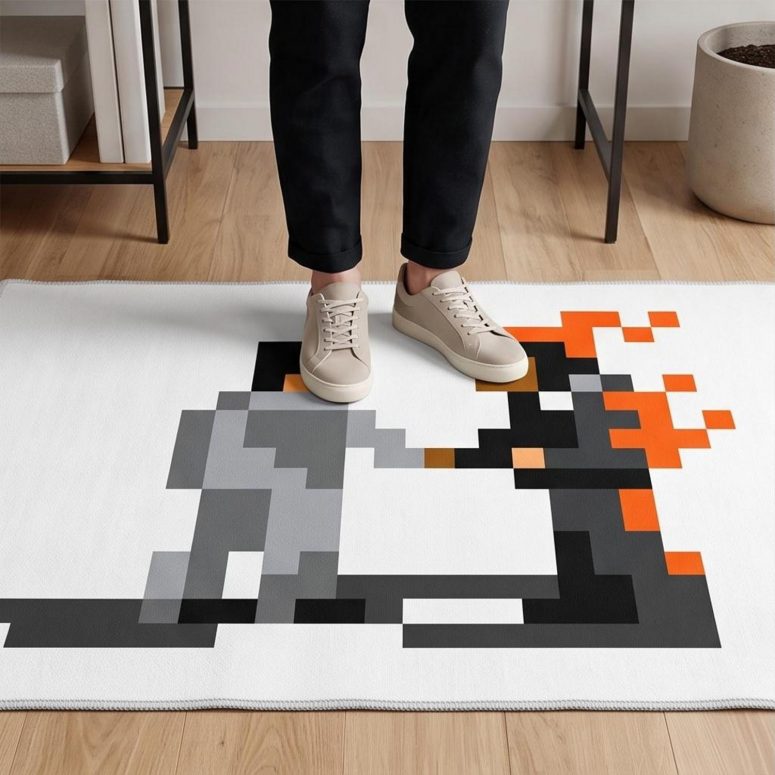 Pink Floyd Rug - Wish You Were Here ShakeHand Pixel Art