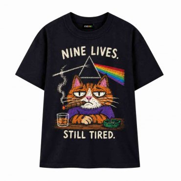 Pink Floyd Shirt - Nine Lives Still Tired Funny Cat