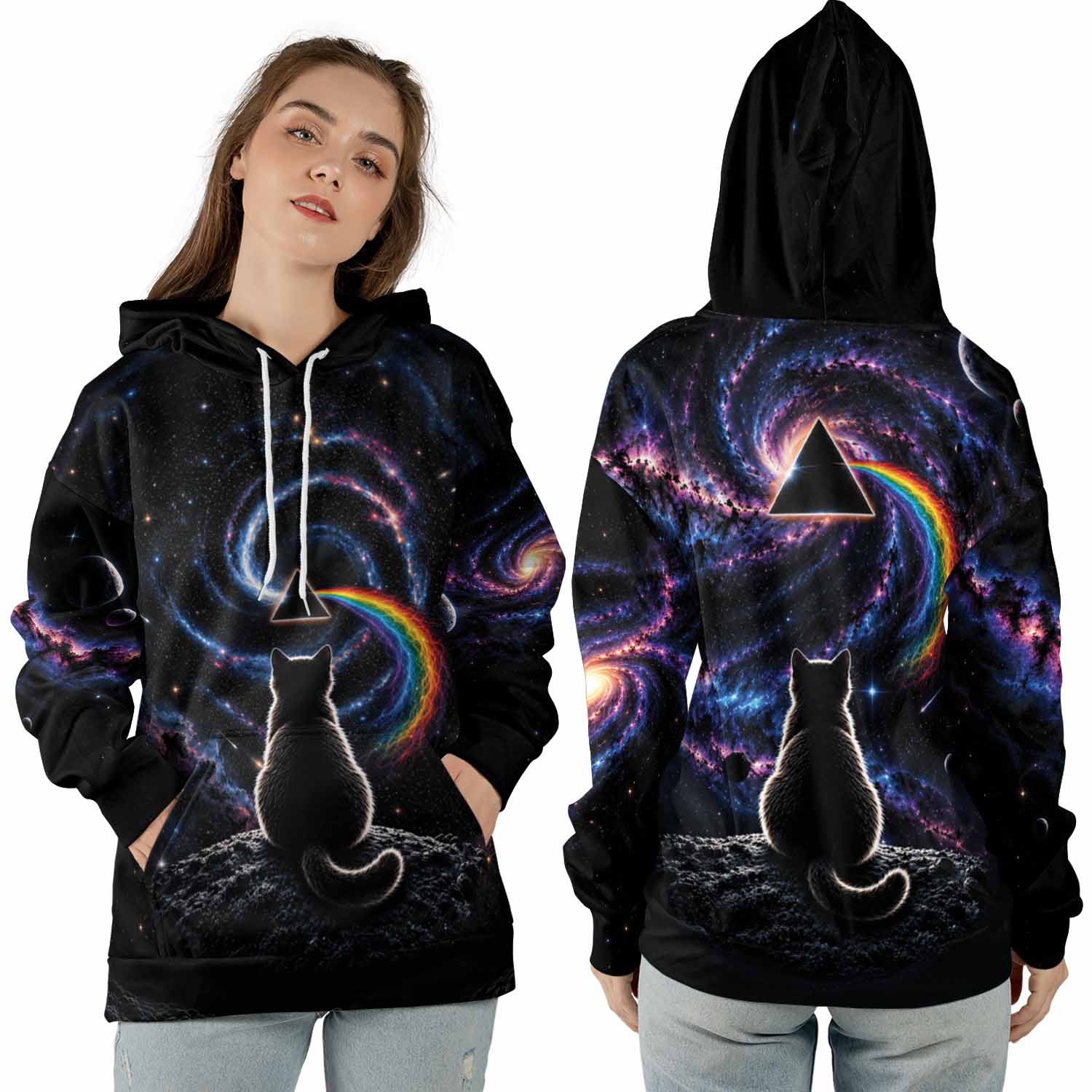 Pink Floyd Shirt - The Dark Side of Curiosity Cat And Universe Pink Floyd Shirt - The Dark Side of Curiosity Cat And Universe