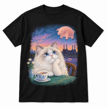 Pink Floyd Shirt - The Haughty White Ragdoll Cat with Algie Pig