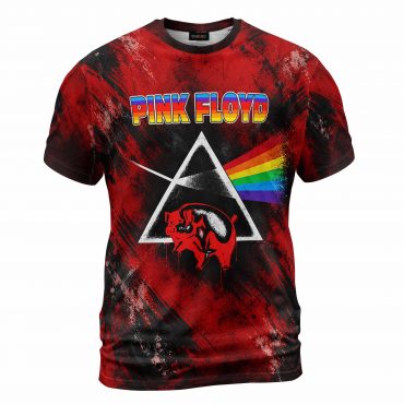 Pink Floyd Shirt - Retro Dark Side of the Moon Pig Animals Red