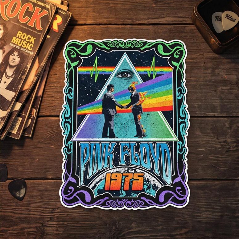 Pink Floyd Sticker - Dark Side Of the Moon Wish You Were Here 1975 Pink Floyd Sticker - Dark Side Of the Moon Wish You Were Here 1975