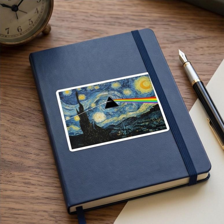 Pink Floyd Sticker - Starry Night Dark Side Of The Moon Van Gogh