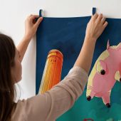 Pink Floyd Tapestry - Animals Flying Pig Comic Style Art Print Pink Floyd Tapestry - Animals Flying Pig Comic Style Art Print