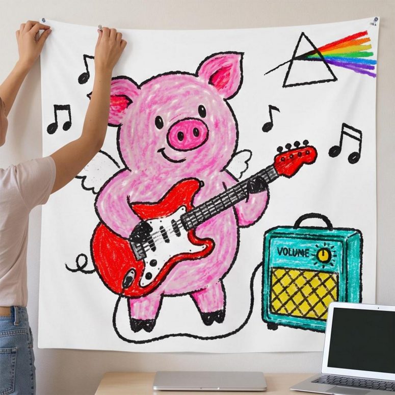 Pink Floyd Tapestry - Crayon Another Pig In he Band