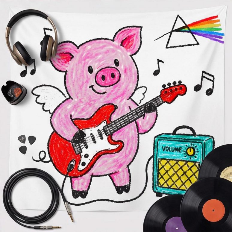 Pink Floyd Tapestry - Crayon Another Pig In he Band