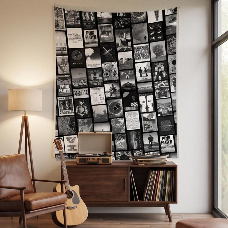 Pink Floyd Tapestry - Pink Floyd Artwork Poster Collage Black White