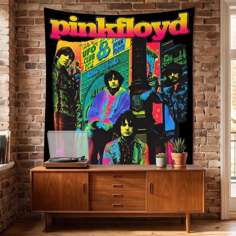 Pink Floyd Tapestry - Psychedelic Colors Members Pink Floyd Tapestry - Psychedelic Colors Members