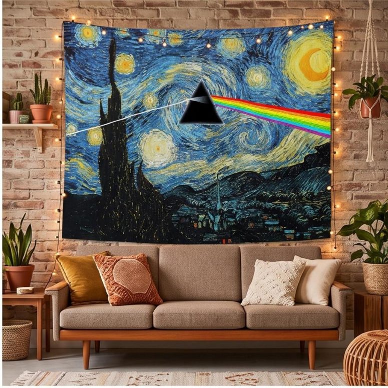 Pink Floyd Tapestry - Starry Night Dark Side Of The Moon Van Gogh