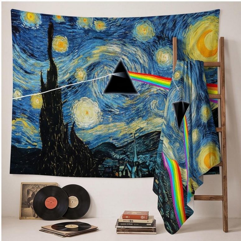 Pink Floyd Tapestry - Starry Night Dark Side Of The Moon Van Gogh
