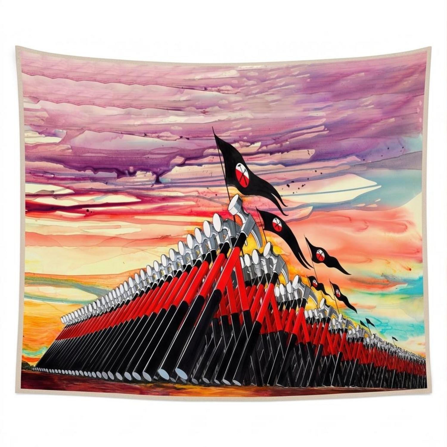 Pink Floyd Tapestry - The Wall Marching Hammers Drawing Art Pink Floyd Tapestry - The Wall Marching Hammers Drawing Art