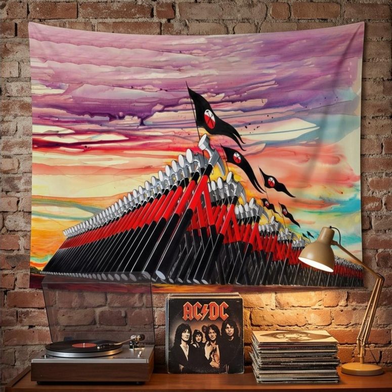 Pink Floyd Tapestry - The Wall Marching Hammers Drawing Art Pink Floyd Tapestry - The Wall Marching Hammers Drawing Art