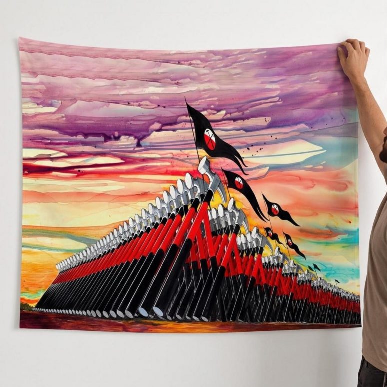 Pink Floyd Tapestry - The Wall Marching Hammers Drawing Art Pink Floyd Tapestry - The Wall Marching Hammers Drawing Art