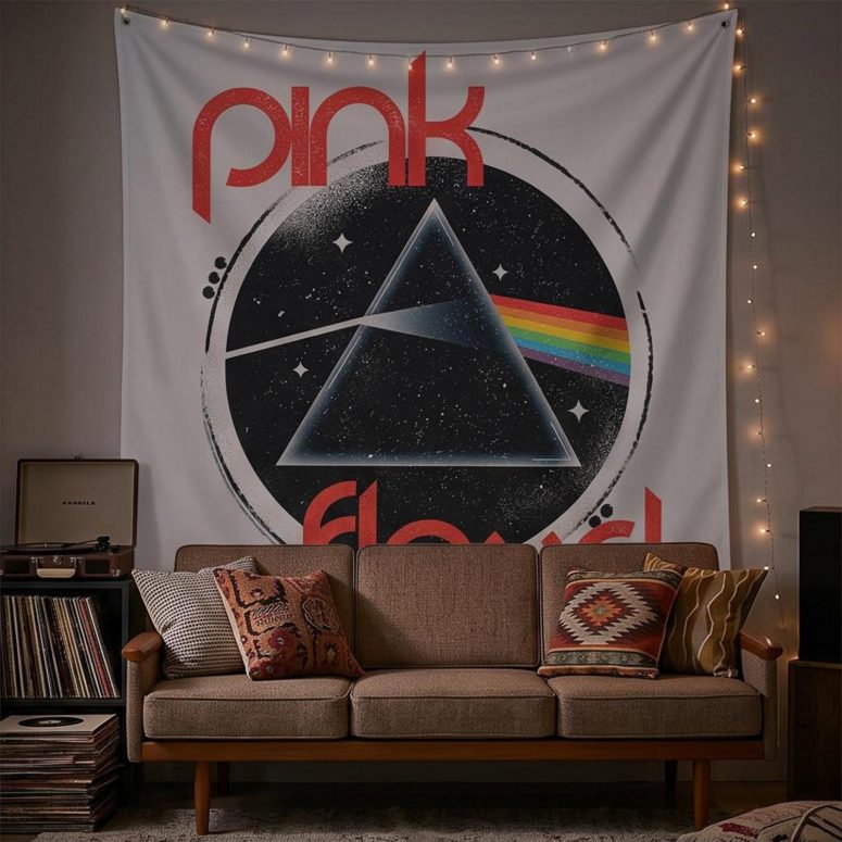 Pink Floyd Tapestry - Vintage Dark Side Of The Moon Circle Focus Pink Floyd Tapestry - Vintage Dark Side Of The Moon Circle Focus