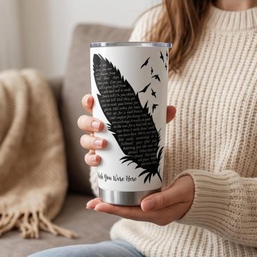Pink Floyd Tumbler - Wish You Were Here Lyrics Black Feather