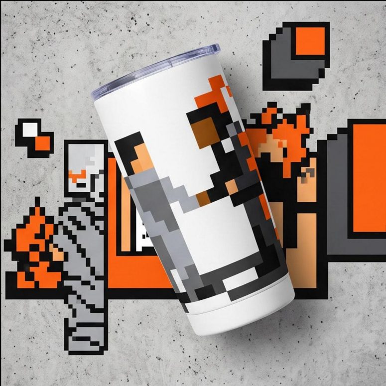 Pink Floyd Tumbler - Wish You Were Here ShakeHand Pixel Art