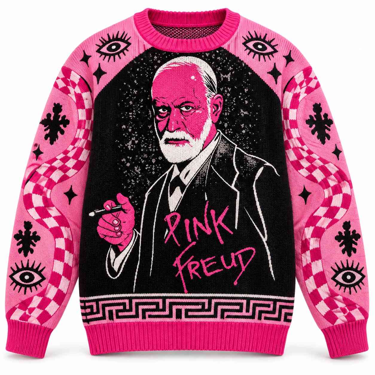 Pink Floyd Ugly Christmas Sweater - Pink Freud The Dark Side Of The Moon Pink Floyd Ugly Christmas Sweater - Pink Freud The Dark Side Of The Moon