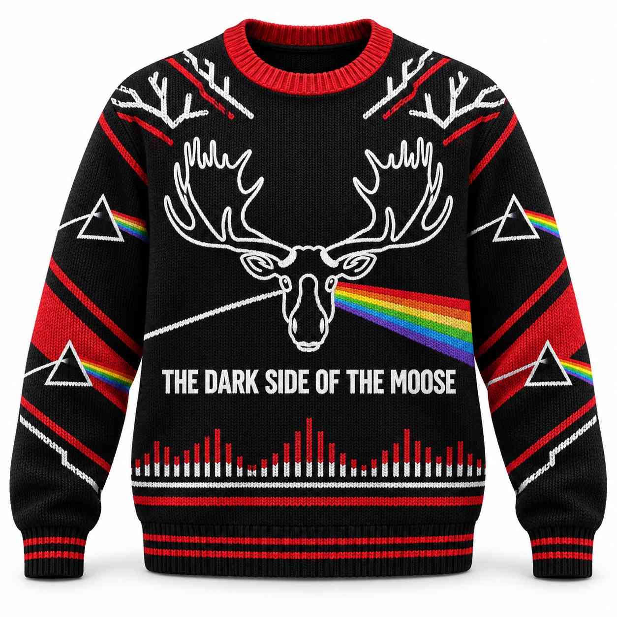 Pink Floyd Ugly Christmas Sweater - The Dark Side Of The Moose Pink Floyd Ugly Christmas Sweater - The Dark Side Of The Moose