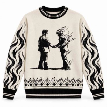 Pink Floyd Ugly Christmas Sweater - Wish You Were Here Handshake Drawing