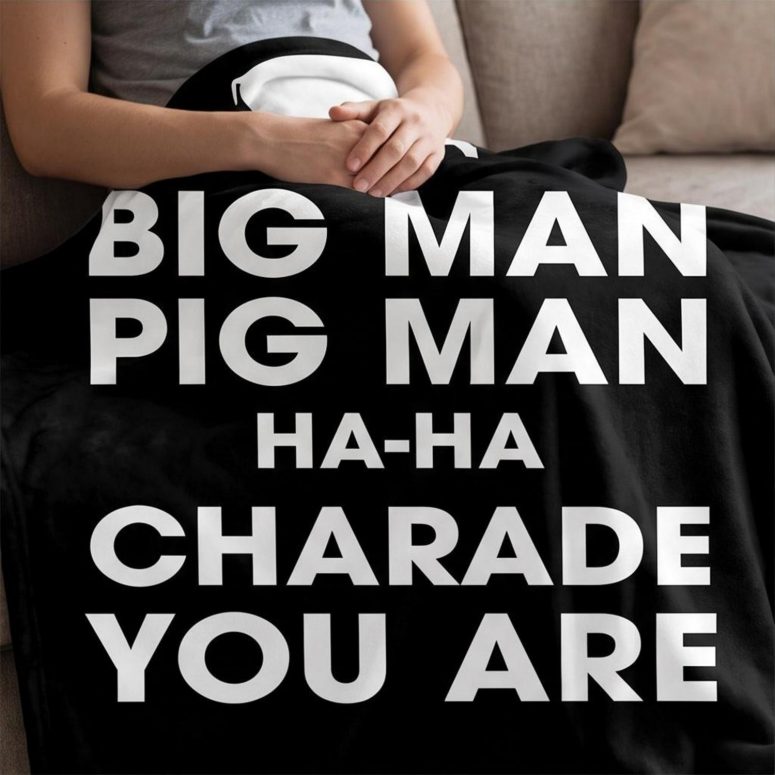 Pink Floyd Velveteen Plush Blanket - Big Man, Pig Man, ha ha Charade You Are