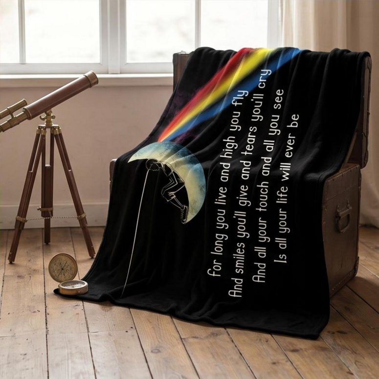 Pink Floyd Velveteen Plush Blanket - Breathe Lyric DSOTM All Your Life Will Ever Be