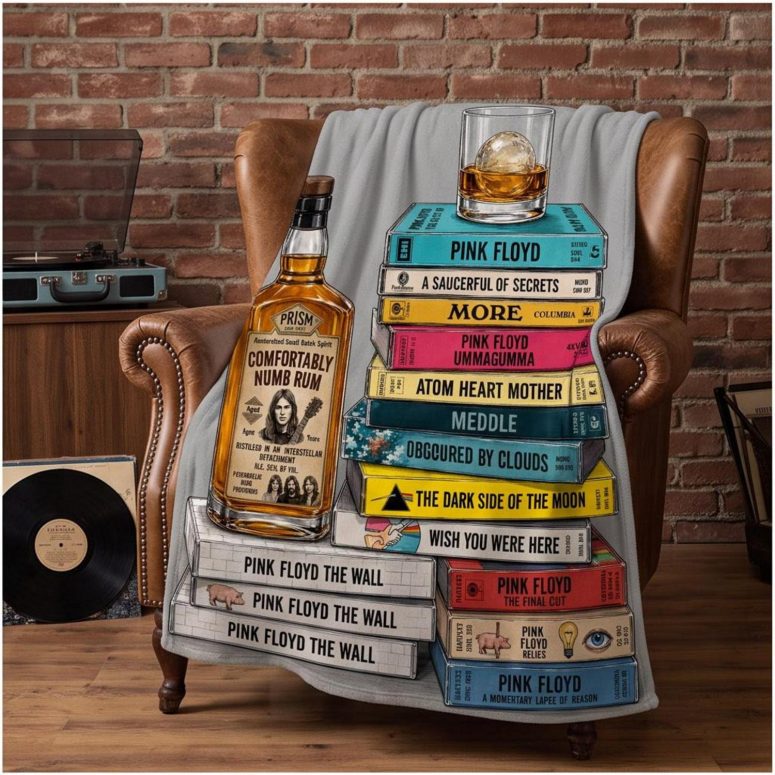 Pink Floyd Velveteen Plush Blanket - Cassettee Collection Comfortably Numb Rum & Classic Albums Artwork