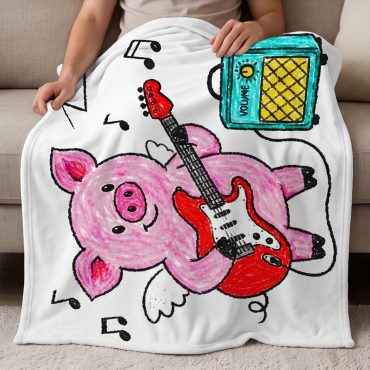 Pink Floyd Velveteen Plush Blanket - Crayon Another Pig In he Band