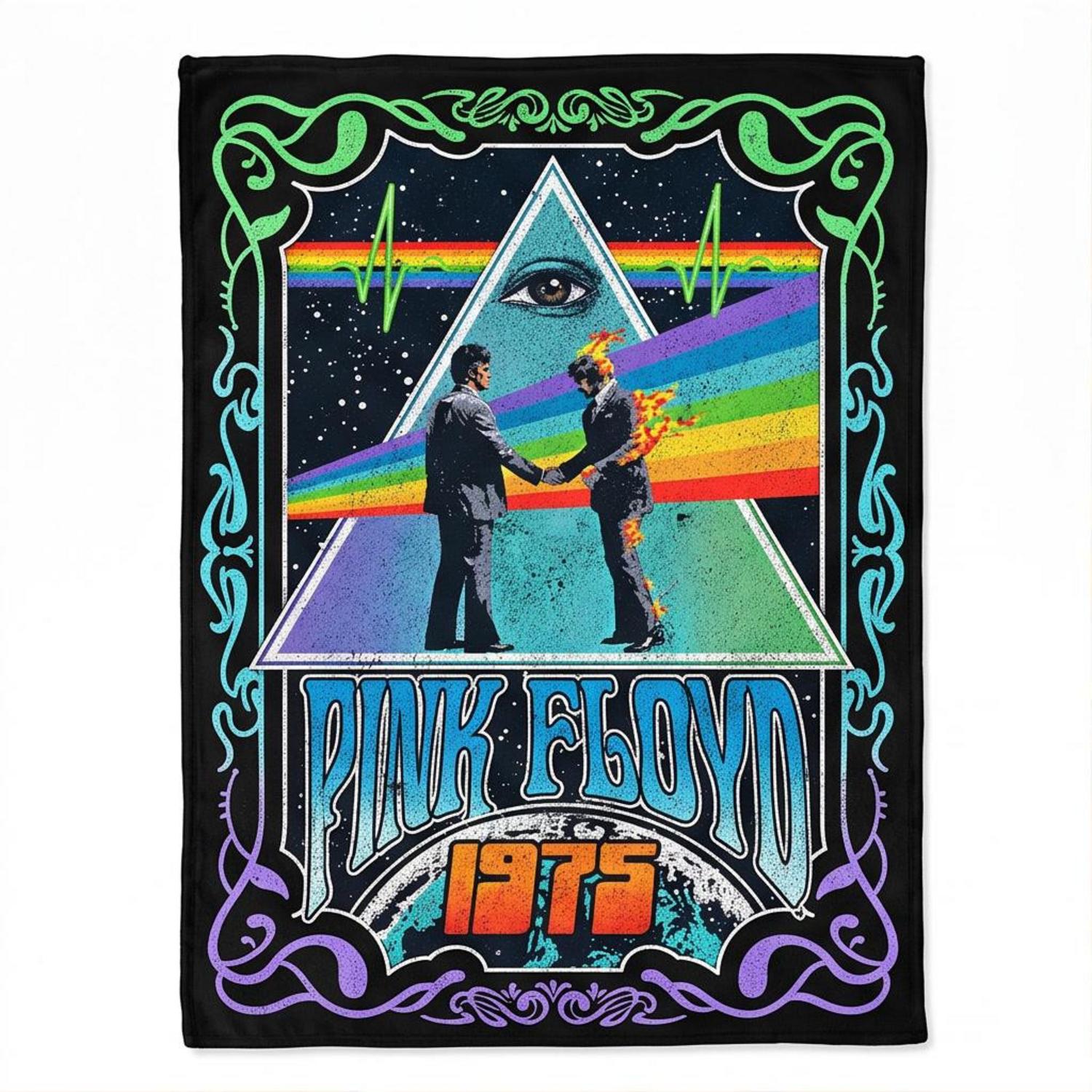 Pink Floyd Velveteen Plush Blanket - Dark Side Of the Moon Wish You Were Here 1975 Pink Floyd Velveteen Plush Blanket - Dark Side Of the Moon Wish You Were Here 1975
