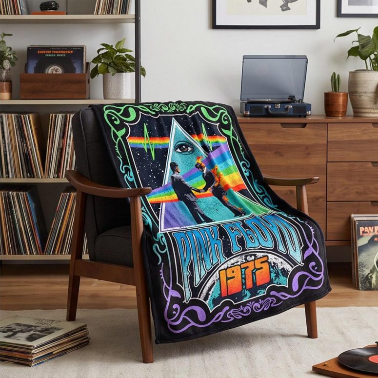 Pink Floyd Velveteen Plush Blanket - Dark Side Of the Moon Wish You Were Here 1975 Pink Floyd Velveteen Plush Blanket - Dark Side Of the Moon Wish You Were Here 1975