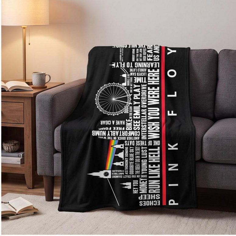 Pink Floyd Velveteen Plush Blanket - London Typography Album Art