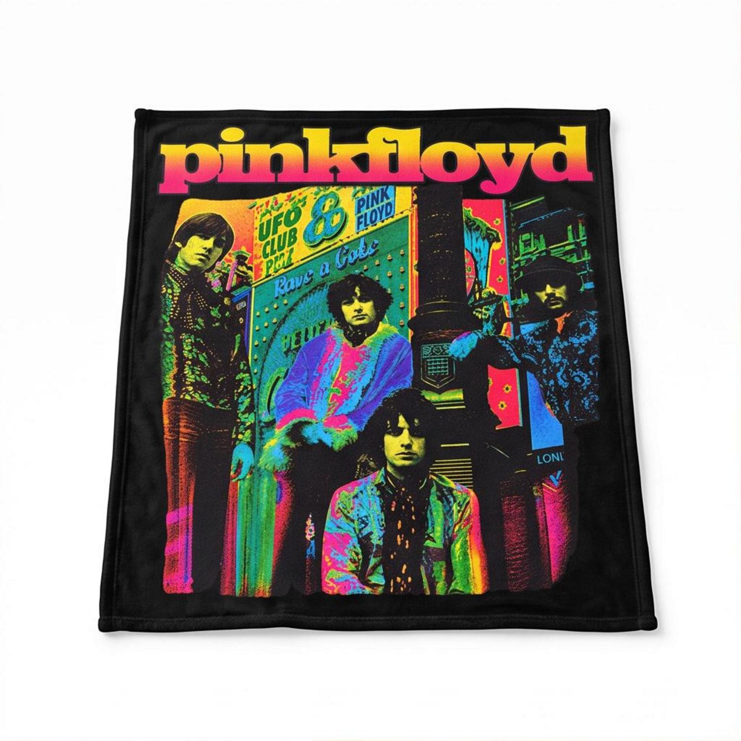 Pink Floyd Velveteen Plush Blanket - Psychedelic Colors Members Pink Floyd Velveteen Plush Blanket - Psychedelic Colors Members