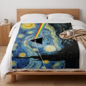 Pink Floyd Velveteen Plush Blanket - Starry Night Dark Side Of The Moon Van Gogh Pink Floyd Velveteen Plush Blanket - Starry Night Dark Side Of The Moon Van Gogh