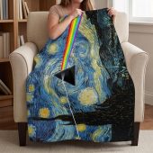 Pink Floyd Velveteen Plush Blanket - Starry Night Dark Side Of The Moon Van Gogh Pink Floyd Velveteen Plush Blanket - Starry Night Dark Side Of The Moon Van Gogh