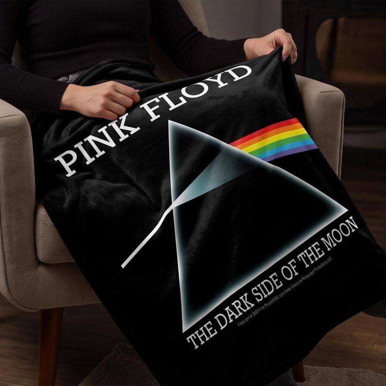 Pink Floyd Velveteen Plush Blanket - The Dark Side Of The Moon Album Prism