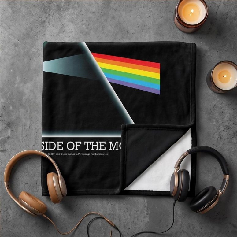Pink Floyd Velveteen Plush Blanket - The Dark Side Of The Moon Album Prism