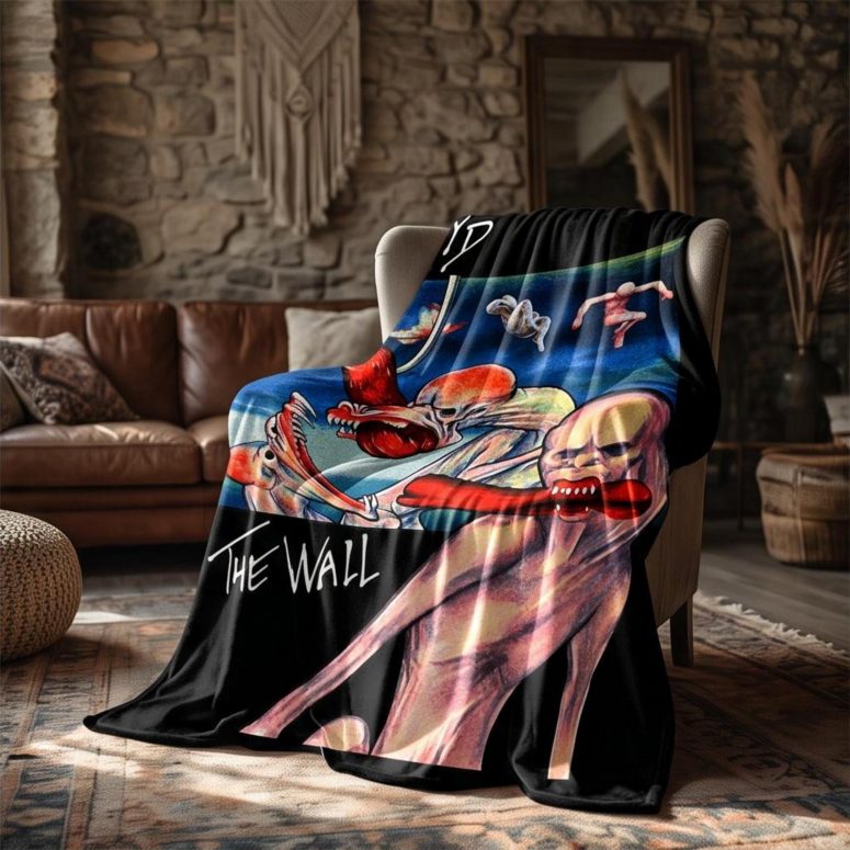 Pink Floyd Velveteen Plush Blanket - The Wall 1979 Skeptical Vintage