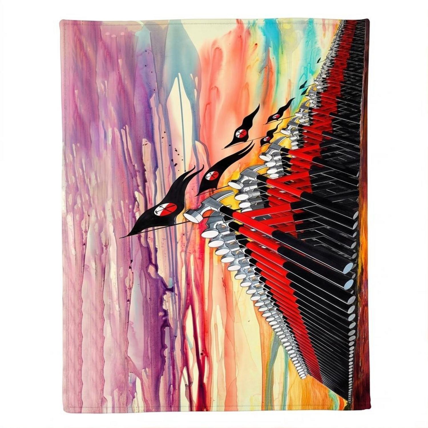 Pink Floyd Velveteen Plush Blanket - The Wall Marching Hammers Drawing Art Pink Floyd Velveteen Plush Blanket - The Wall Marching Hammers Drawing Art