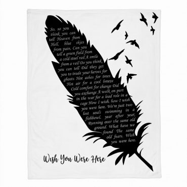 Pink Floyd Velveteen Plush Blanket - Wish You Were Here Lyrics Black Feather