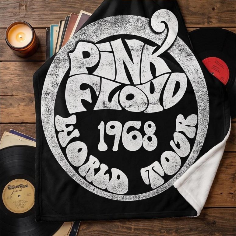 Pink Floyd Fleece Blanket - 1968 World Tour Rock Circle