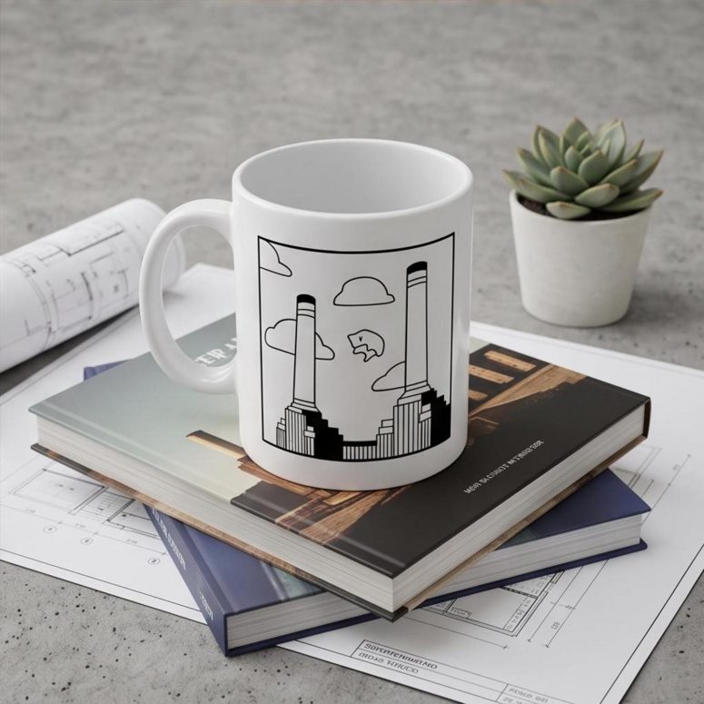 Pink Floyd Mug - Flying Pig Over Battersea Power Station Minimalism