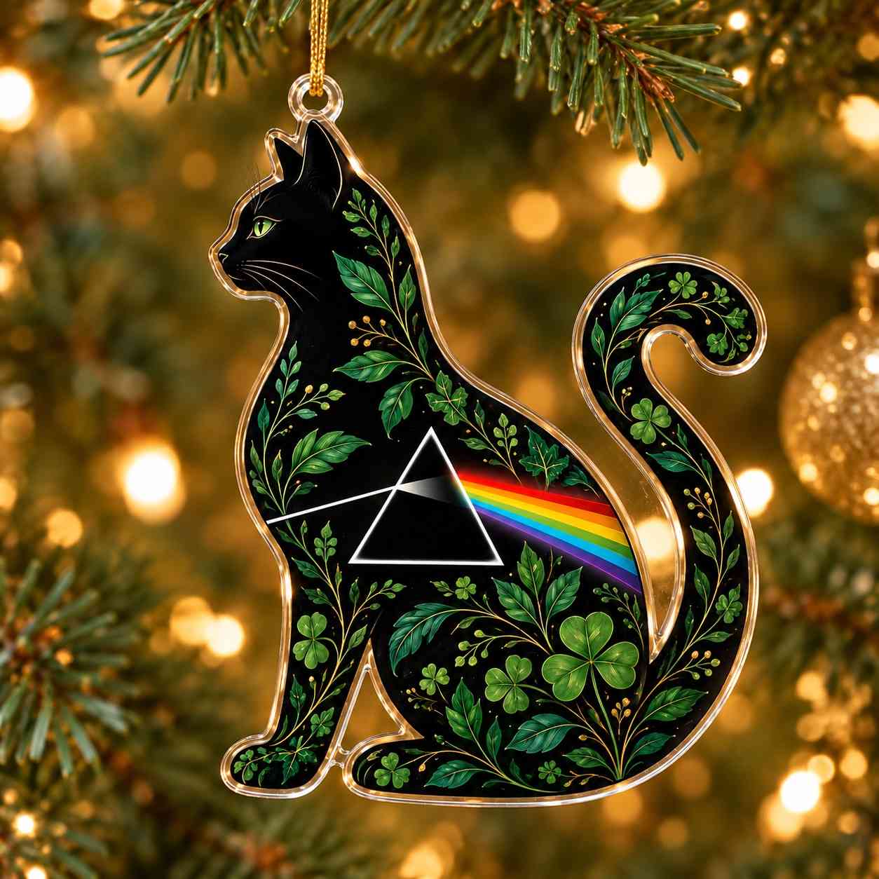 Pink Floyd Ornament - Black Cat Dark Side Of The Moon Pink Floyd Ornament - Black Cat Dark Side Of The Moon