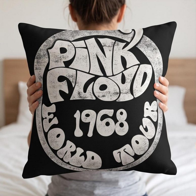 Pink Floyd Pillow Cover - 1968 World Tour Rock Circle
