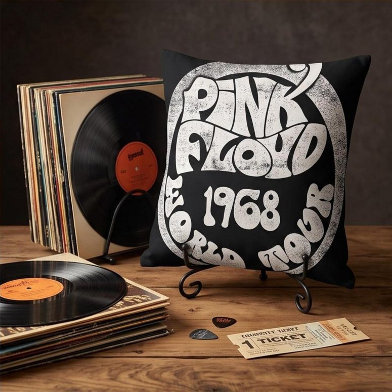 Pink Floyd Pillow Cover - 1968 World Tour Rock Circle