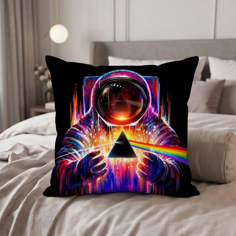 Pink Floyd Pillow Cover - Astronaut First Encounter with DSOTM Pink Floyd Pillow Cover - Astronaut First Encounter with DSOTM