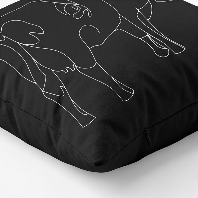 Pink Floyd Pillow Cover - Atom Heart Mother Cow Line Art