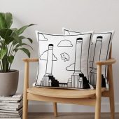 Pink Floyd Pillow Cover - Flying Pig Over Battersea Power Station Minimalism