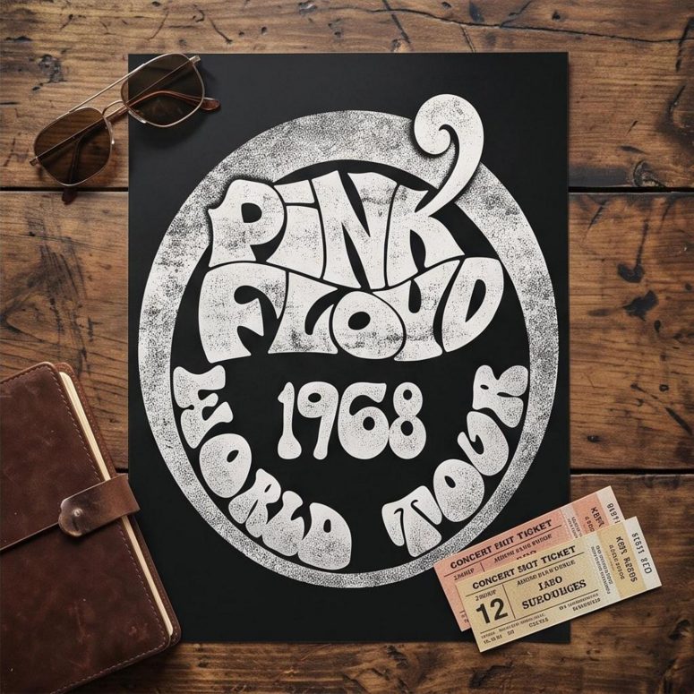 Pink Floyd Poster - 1968 World Tour Rock Circle Pink Floyd Poster - 1968 World Tour Rock Circle