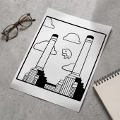 Pink Floyd Poster - Flying Pig Over Battersea Power Station Minimalism